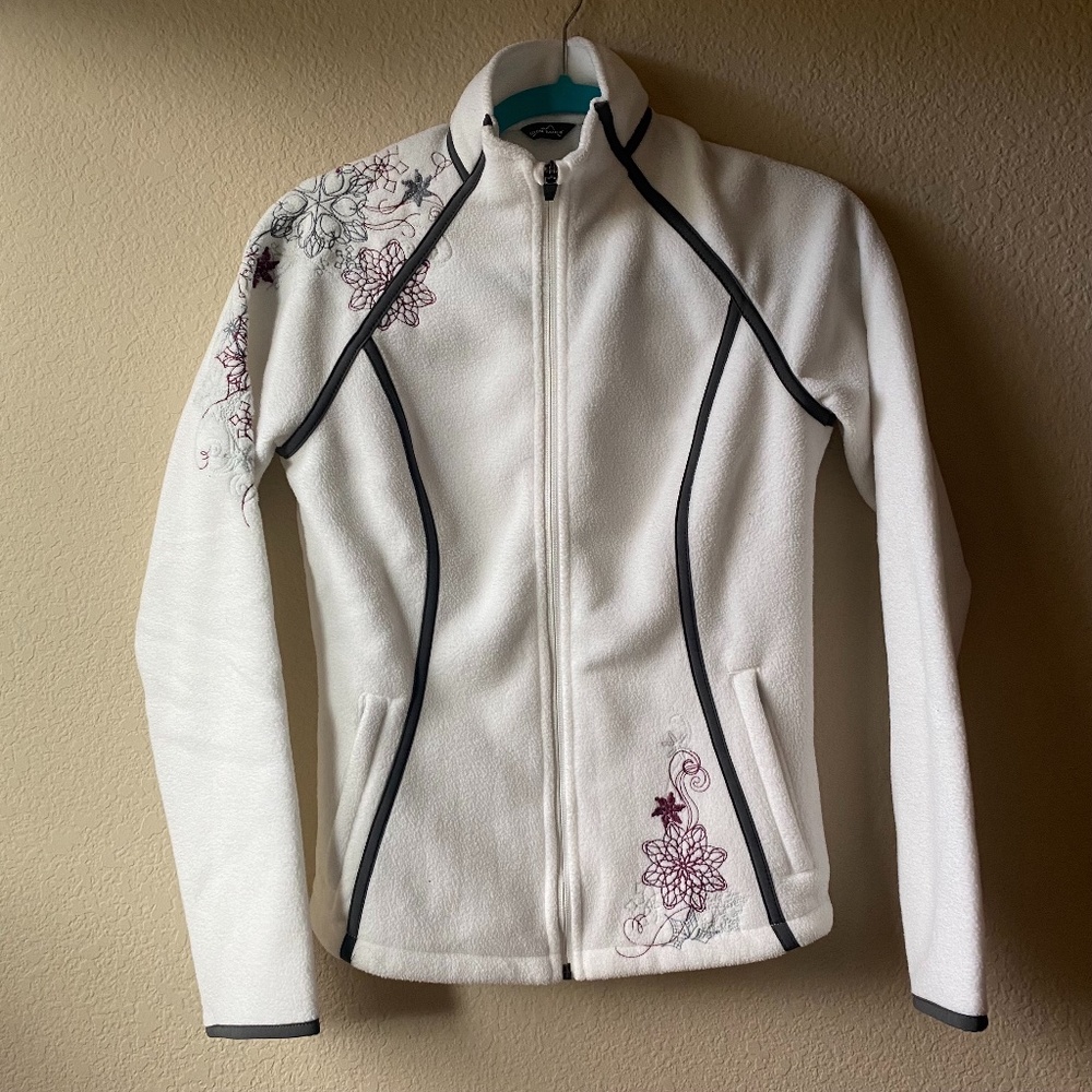 Cozy white floral decor Eddie Bauer Fleece S